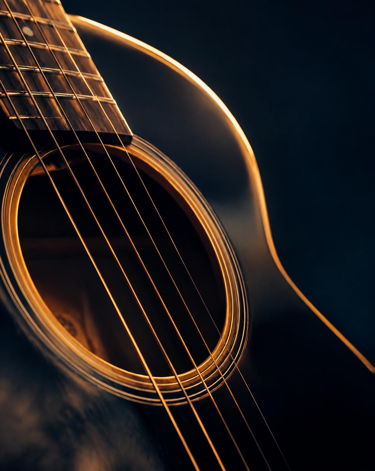 Close-up of an acoustic guitar