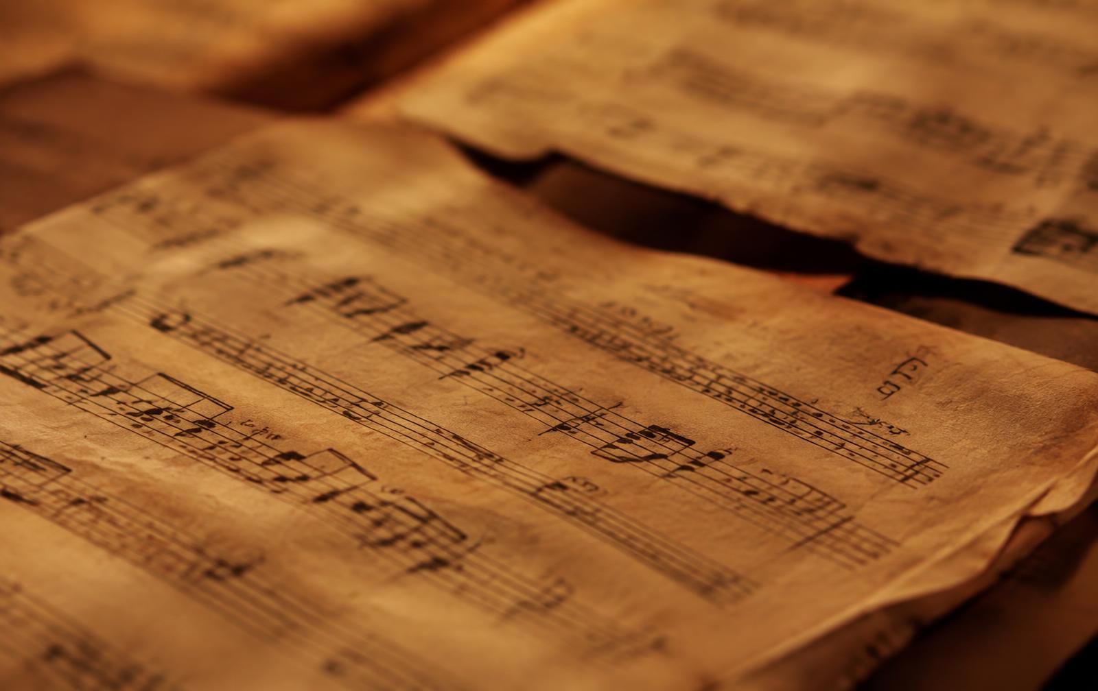 Sheet music in warm light